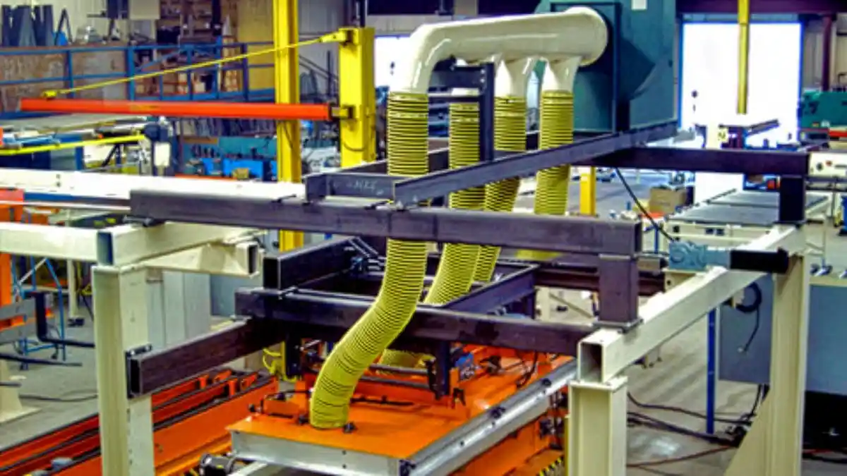 Automated process handling conveyor line with destackers and transportation conveyors for board production